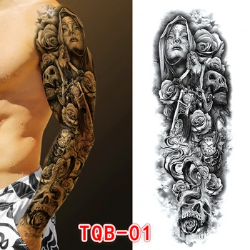 11 Modelov Nepremočljiva Začasni Tattoo Nalepke Polno Roko Velike Lobanje Stare Šole Tattoo Nalepke Flash Ponaredek Tetovaže za Moške, Ženske