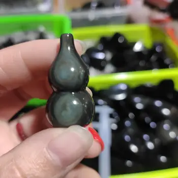 1pcs 3,5 cm Naravnih Mavrica Oči Obsidian Gourd Okraski Majhne Energije Zdravilni Kamen