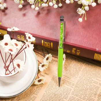 (1Pcs/Prodaja) Ustvarjalno Kristalno Pero Diamond Kemični svinčniki Tiskovine Ballpen Stylus Pen Touch Pen 11 Barv Mastno Črno Napolnim