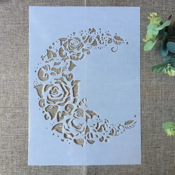29*21 cm New Moon Rose Cvet DIY Layering Matrice Slikarstvo Album Kolorit Reliefi Album Dekorativni Papir, Kartice Predlogo