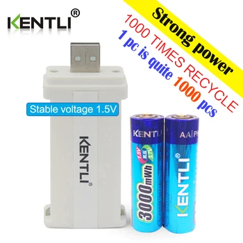 2pcs KENTLI 1,5 v 3000mWh Li-polymer li-ionska litij-AA baterije batterie + 2slots CU57 charger2pcs KENTLI 1,5 v 3000mW