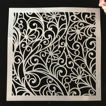 30*30cm Cvetlični Geometrijo DIY Layering Matrice Stensko Slikarstvo Album Kolorit Reliefi Album Dekorativni Predlogo