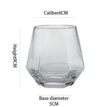 310ML Geometrijo Viski Kozarec Diamond Kristalno Steklo Pokal Zlata Platišča Pregleden Kava, Mleko, Čaj Vrč Doma Bar Drinkware Par Darila