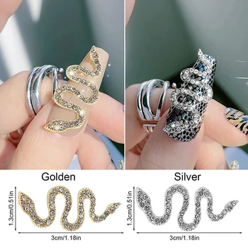 3D Nail Art Simulacije Kača Obliko Kovine Polno Diamond DIY Zlitine Flash Nosorogovo Različne Barvne Kovine Dizajn Nail Art Pripomočki