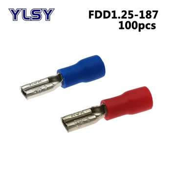 4.8 mm, Izolirana Crimp Terminali Moški Ženski MDD FDD FDFD 1.25-187 Električne Žice Kabel Priključek Obročki za 0,5-1.5mm2 100 kozarcev