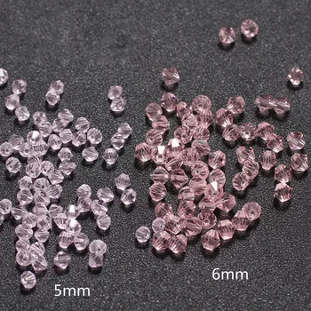 4 mm/5/6/8 mm rhombus diamond umetno kristalno steklo, prozorno roza diy ročno svoboden kroglice