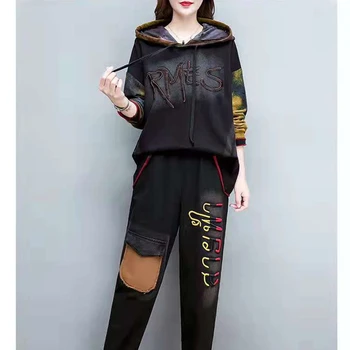 4XL korejske Modne Dame Punk Stil Dveh Kosov Določa Ženska Priložnostne Ohlapne Obleke, Ženski Bombaž Vrhovi In Hlače Letnik 2022 XC816