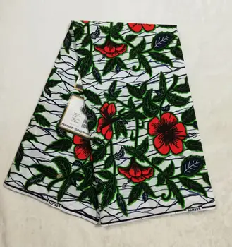 6 jardov/veliko Čudovito zeleno natisnjeni batik vosek z belo ozadje afriške vosek tkanine za colothes VH145
