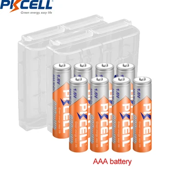 8Pcs PKCELL AAA Baterije 900mWh NIZN AAA Baterija za Polnjenje z Visoko Napetost 1,6 v in 2PC AAA polje baterije Za fotoaparat RC avto
