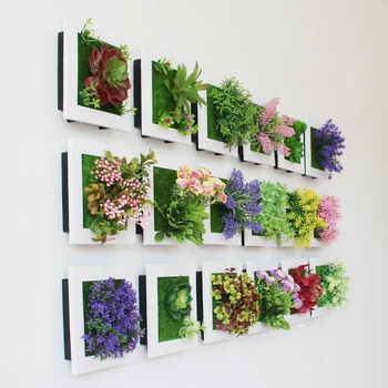 Amenmo 3D Ustvarjalne sočne rastline, Imitacija lesa foto okvir dekoracijo sten umetno cvetje doma dekor