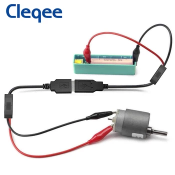 Cleqee T10013 Aligator Test Posnetke Objemka za USB Moški/Ženski Konektor za Napajanje Adapter Žice 58 cm Kabel Rdeče in Črno