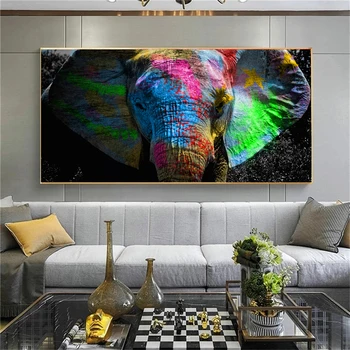 Grafiti Pop Art Afriške Pisani Slon Platno Slikarstvo Živali, Plakatov In Fotografij Art Slik, Ki Jih Otroci Soba Dekor Cuadros