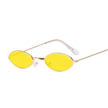 Krog Majhen Okvir Sončna Očala Ženske Retro Majhne Ovalne Sončna Očala Blagovne Znamke Odtenki Kovinski Okvirji Barvne Sončna Očala