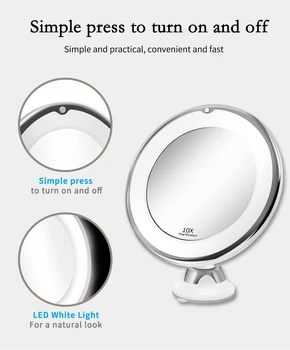Ličila Ogledalo Z LED 10X Povečava Ogledalo za Namizni Namizni Točilne Znanja Uporabi za Kopalnico LED Make up Ogledala 2021