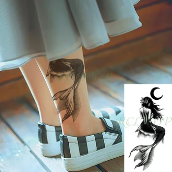 Nepremočljiva Začasni Tattoo Nalepke morska deklica Seksi Dolge Lase Dekle Luna Ponaredek Tatoo Flash Roko, Roko, Nogo Tatoo za Dekle Ženske Moški