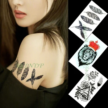 Nepremočljiva Začasni Tattoo Nalepke pismo krono scorpion sonce totem mala umetnost tatto flash tattoo ponaredek tetovaže za dekle ženske moški
