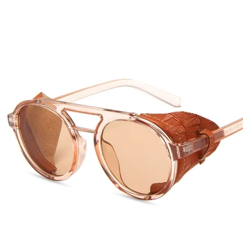 Ovalni Okvir Ženske Moški Steampunk sončna Očala Tan Sivi Objektiv UV400 Zaščito za Oči Dekle Seksi Dame Moda Prostem Očala