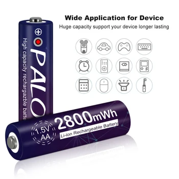 PALO 1,5 V AA baterija za ponovno polnjenje 2800mwh 1,5 v litij-ionska baterija Li-ion baterije AA 2A baterije Za igrače bliskavico kamere
