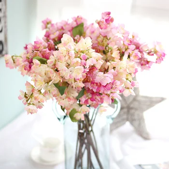 Poroka Svileno cvetje Umetno Ponaredek Rož, Listov, ki so Češnje Cvetovi Cvetlični Poročni Šopek Stranka Dekor cvetje doma dekoracijo