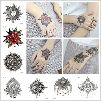 Seksi Mandala Cvet Nepremočljiva Začasni Tattoo Nalepke Roko Velika Šola Kača Tattoo Nalepke Flash Ponaredek Tetovaže za Moške, Ženske