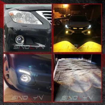Sinolyn Hyperboloid meglenki Bi LED PTF Meglo Leče Za Ford FOCUS 2 3/Ecosport/MK2/FIESTA MK7/FUSION/TRANZIT LED Avto Žarnice DIY
