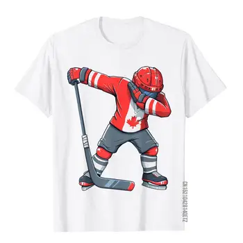 Smešno Fant Fant Hokejska Oblačila Dabbing Igralec Kanada Zastavo T-Shirt Majice Tees Nove, Ki Prihajajo Bombaž Osebno Moto Biker Moški