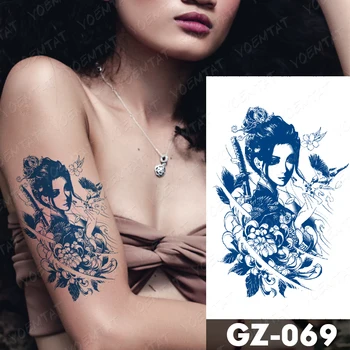 Sok Trajne Nepremočljiva Začasni Tattoo Nalepke Japonski Gejša Hudič Masko Prajna Flash Tattoo Katana Gost Body Art Ponaredek Tatto
