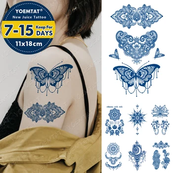 Sok Črnilo Tetovaže Body Art Trajne Nepremočljiva Začasni Tattoo Nalepke Henna Metulj Tattoo Indijski Mehndi Roko Ponaredek Tatto Ženske