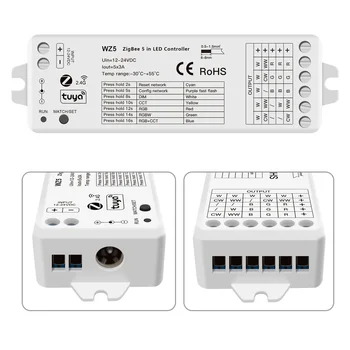 Tuya Smart ZigBee LED Krmilnik 5 v 1 Telefon APP Nadzor 3A/Kanal DIM SCT RGB RGBW RGBCCT Trakovi RF 2.4 G Brezžični DC 12V 24V