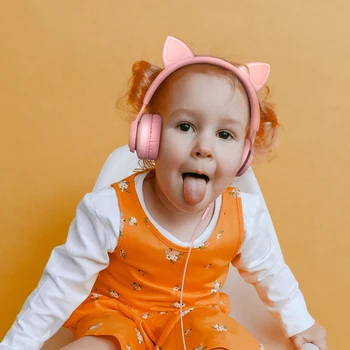 Žične Slušalke Mačje Uho Slušalke Slušalke za Otroka, Otrok Dekleta Fantje 85db Otroci Način Zaščite Sluha Slušalke za Telefon, Prenosni računalnik
